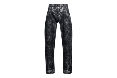 Pre-owned Versace Patterned Jeans Black