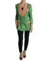Dolce & Gabbana Green Floral Double Breasted Coat Jacket In Green