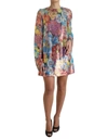Dolce & Gabbana Multicolor Floral Sequined Shift Mini Dress In Multicolor