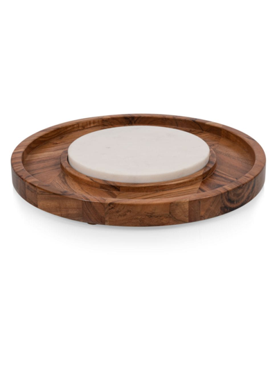 Picnic Time Isla Acacia Wood & Marble Serving Platter In Acacia Wood With Marble