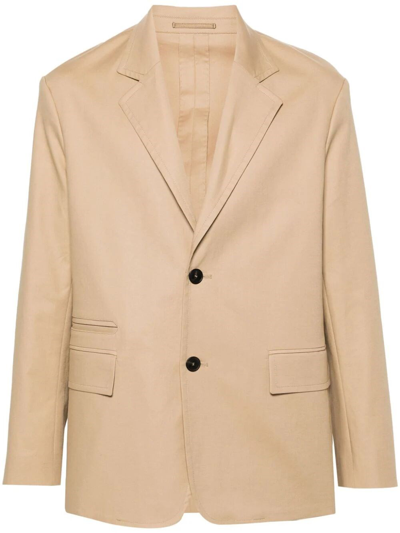 Lanvin Single-breasted Cotton Blazer In Brown