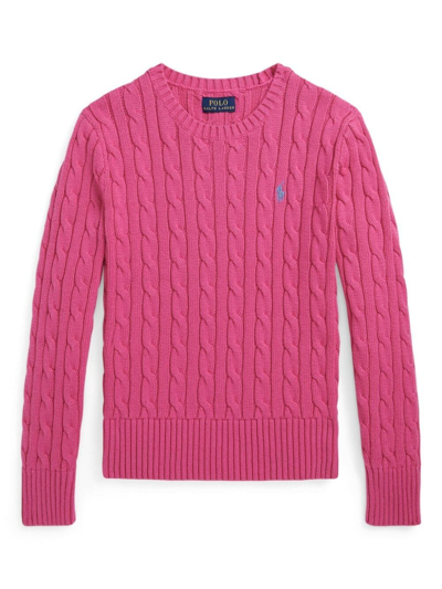Polo Ralph Lauren Kids' Cable-knit Jumper In Pink & Purple