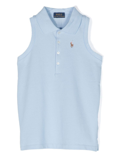 Ralph Lauren Kids' Sleeveless Cotton Polo Shirt In Blue