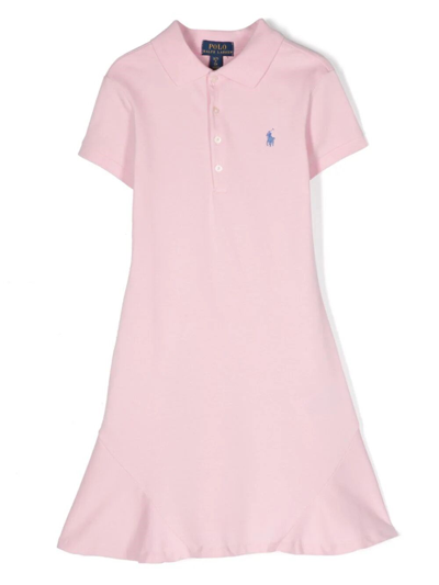 Ralph Lauren Kids' Logo-embroidered Polo Dress In Pink & Purple