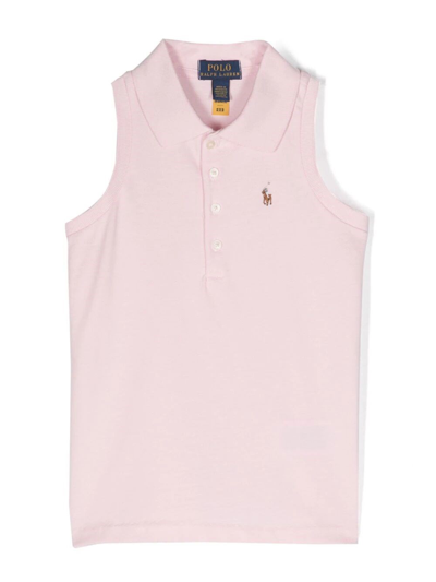 Ralph Lauren Kids' Sleeveless Polo Shirt In Pink & Purple