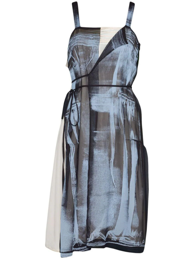 Maison Margiela Freeze-frame Silk Dress In Blue