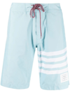 Thom Browne Light Blue Nylon Blend Swimming Shorts In Blue