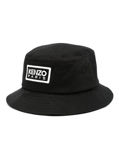 Kenzo Embroidered-logo Bucket Hat In Black