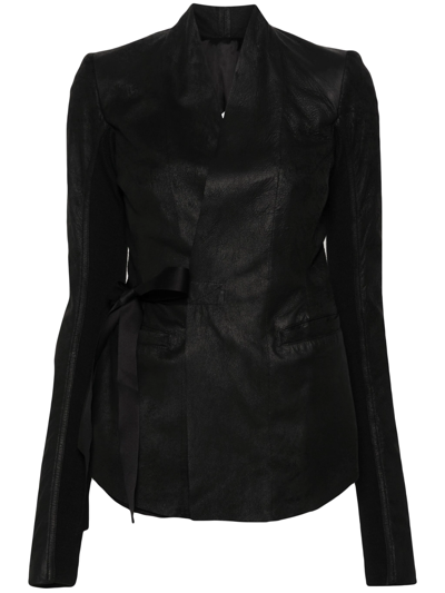 Rick Owens Jacket With Crackle Effect In Black