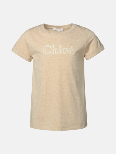 Chloé Kids' T-shirt Logo In Beige