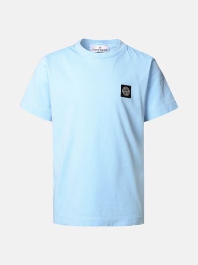 Stone Island Junior T-shirt Logo In Light Blue