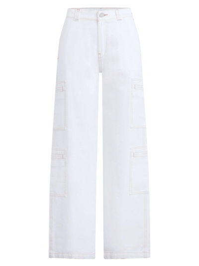 Hudson Cotton High Rise Wide Leg Jeans In White