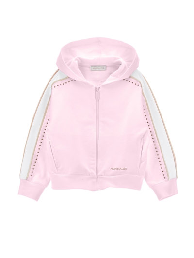 Monnalisa Kids'   Minnie Cotton Sweatshirt In Pink + White