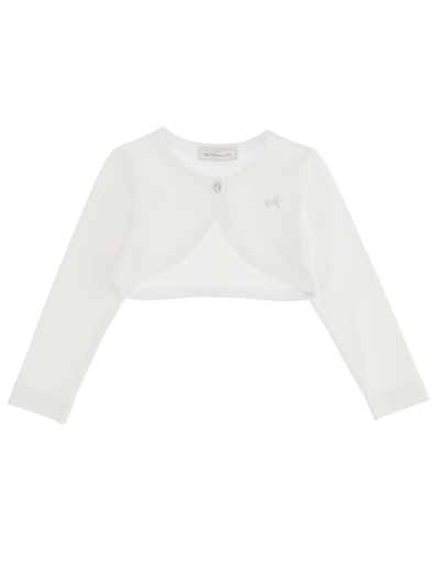 Monnalisa Kids'   Shaved Crepe Cardigan In White