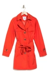 Sam Edelman Water Repellent Cotton Blend Trench Coat In Orange Pop