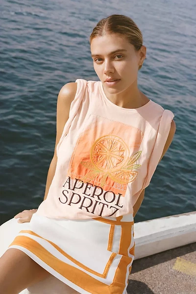 By Anthropologie Aperol Spritz Graphic Tee In Pink
