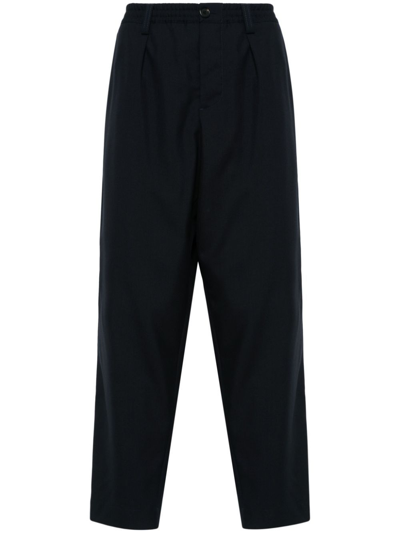 Marni Tapered-leg Wool Trousers In Blue