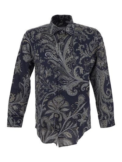 Etro Printed Shirt In Blue