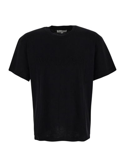 Jw Anderson Logo Embroidery Cotton Jersey T-shirt In Black