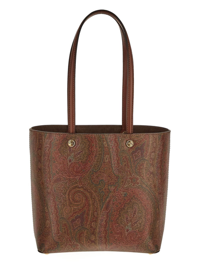 Etro Medium Essential Bag With Clutch In Brown