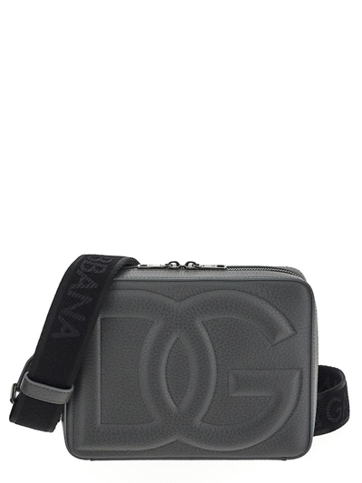 Dolce & Gabbana Leather Crossbody Bag In Grey