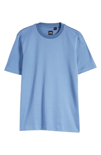 Hugo Boss Men's Textured Cotton Crewneck T-shirt In Open Blue