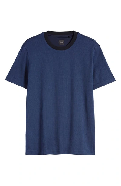 Hugo Boss Boss Tiburt Ringer Cotton T-shirt In Dark Blue