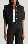 L Agence Cove Cropped Tweed Jacket In Black