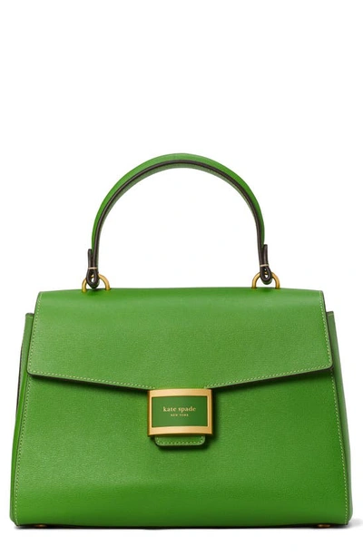 Kate Spade Katy Medium Textured Leather Top-handle Bag In Green