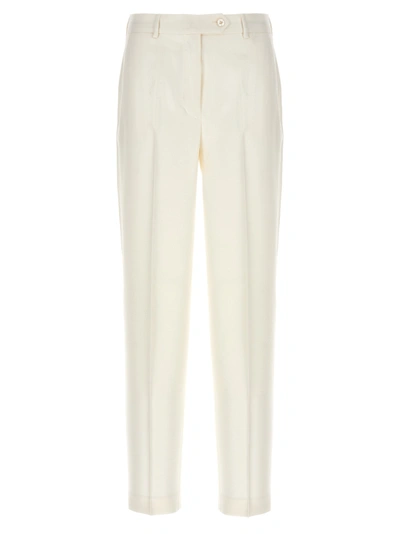 Kiton Slim Fit Trousers Featuring Front Pleats In White