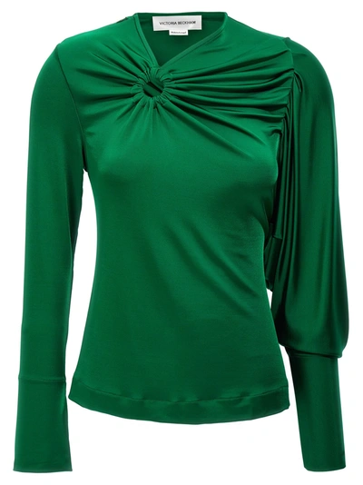 Victoria Beckham Gathered Circle-detailed Top In Green