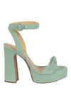 Alexandre Birman Clarita Curve 120 Suede Platform Sandal In Green