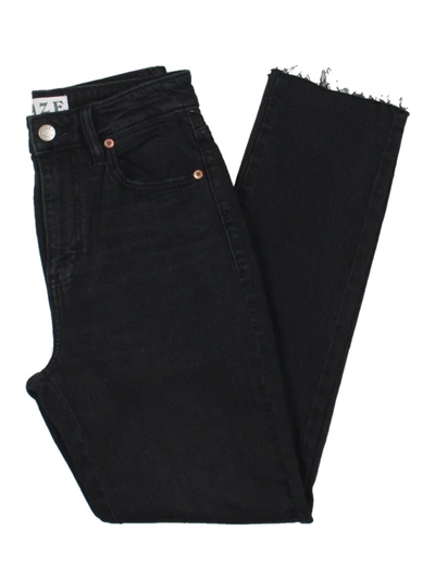 Daze Daily Womens Denim High Rise Straight Leg Jeans In Black