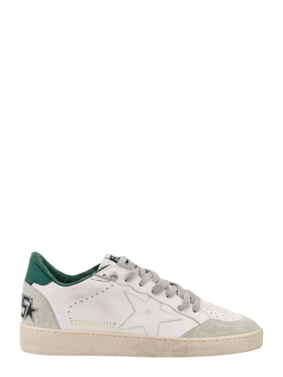 Golden Goose Ball Star Distressed Suede-trimmed Leather Sneakers In White