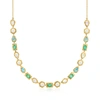 Ross-simons Opal And 4.5-5mm Cultured Pearl Necklace With Emerald And Swiss Blue Topaz In 18kt Gold Over Sterlin In Multi