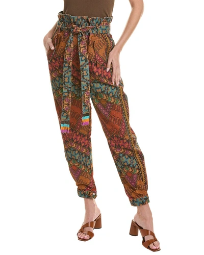 Farm Rio Paperbag Pant In Red