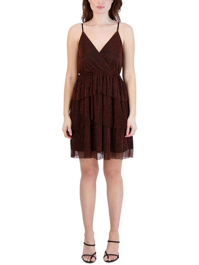 BCBGENERATION WOMENS METALLIC MINI COCKTAIL AND PARTY DRESS