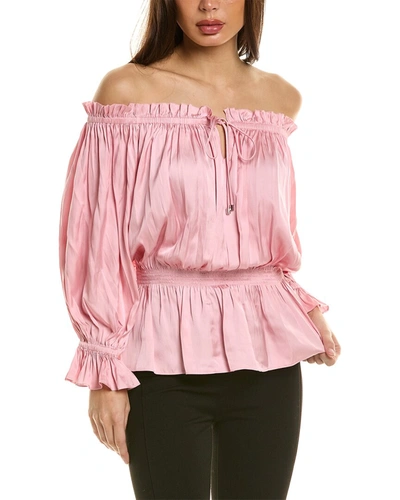 Elie Tahari Women's The Reilley Ruffled Satin Blouse In Soho Pink