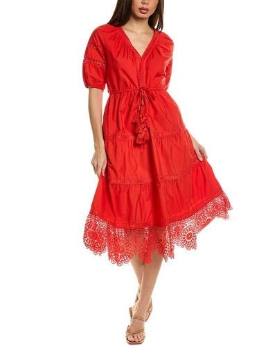Elie Tahari Women's Sydney Tiered Tassel Midi-dress In Red