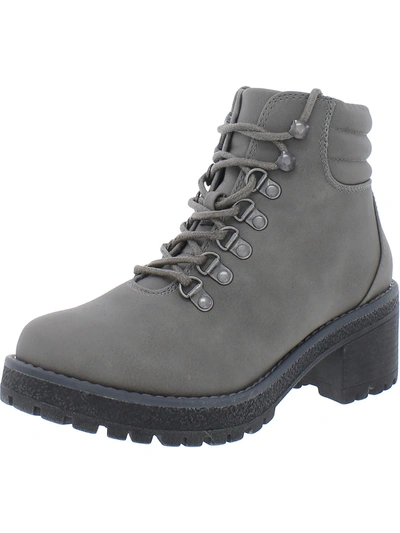 Cliffs By White Mountain Bryce Womens Faux Leather Block Heel Hiking Boots In Grey