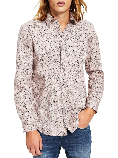 Inc Mens Cotton Printed Button-down Shirt In Beige