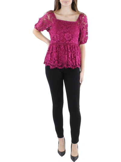 Nanette Lepore Womens Lace Floral Blouse In Pink