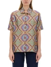 Etro Printed Silk Short Sleeve Bowling Shirt In Multicolour