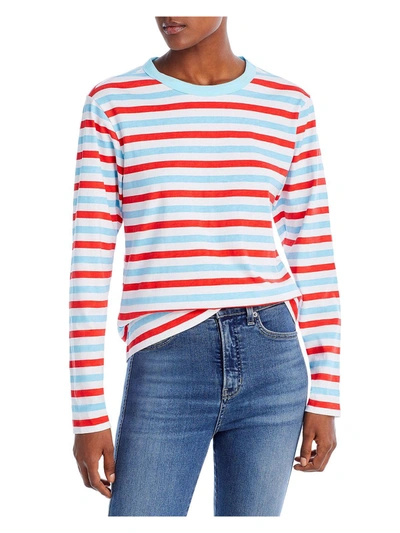 Chaser Womens Cotton Striped Pullover Top In Red