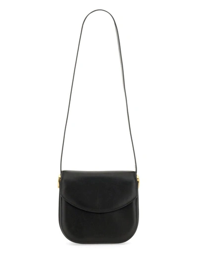 Jil Sander Padded Leather Coin Shoulder Bag In Black