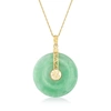 ROSS-SIMONS JADE "BLESSING" CIRCLE PENDANT NECKLACE IN 14KT YELLOW GOLD