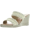 Andre Assous Nolita Raffia Womens Espadrille Slip On Wedge Sandals In Green