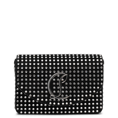 Christian Louboutin Loubi54 Small Crossbody In Strass Suede In Black Crystal