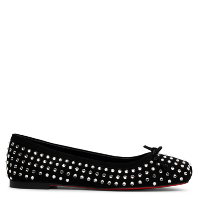 Christian Louboutin Mamadrague Strass Bow Red Sole Ballerina Flats In Black