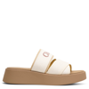Chloé Mila Beige And White Sabot With Branded Strap In Linen Blend Woman In Beige,white